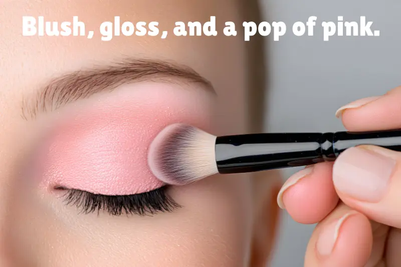 blush, gloss, and a pop of pink. 