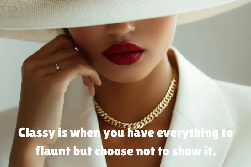 classy is when you have everything to flaunt but choose not to show it. 