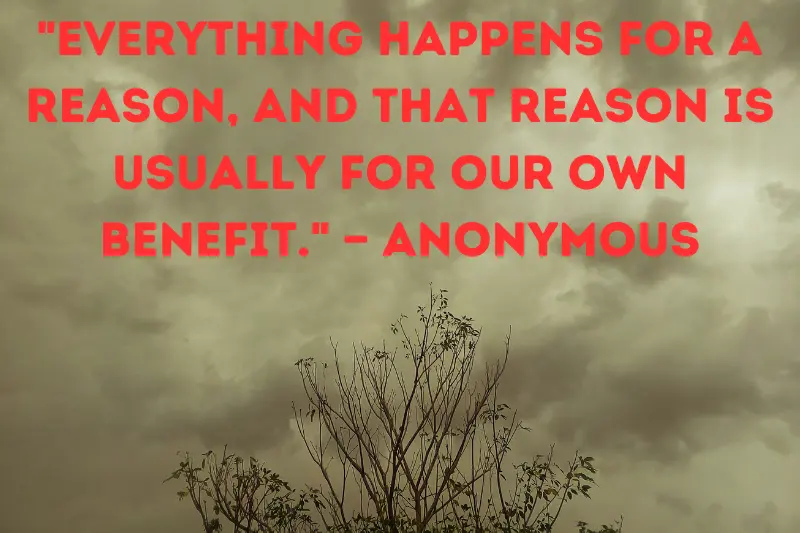 everything happens for a reason, and that reason is usually for our own benefit. — anonymous